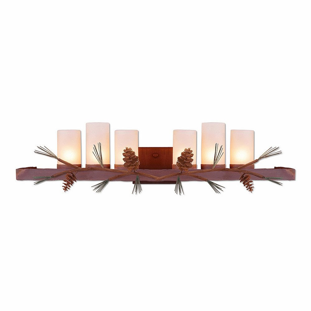 Avalanche Ranch Wisley-Pine Cone A37820TS-04 Bath Vanity Light 36 in. wide - Pine Tree Green-Rust Patina