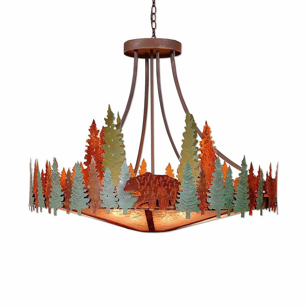 Avalanche Ranch Crestline-Bear A40726AL-HR-04 Pendant Light - Pine Tree Green-Rust Patina