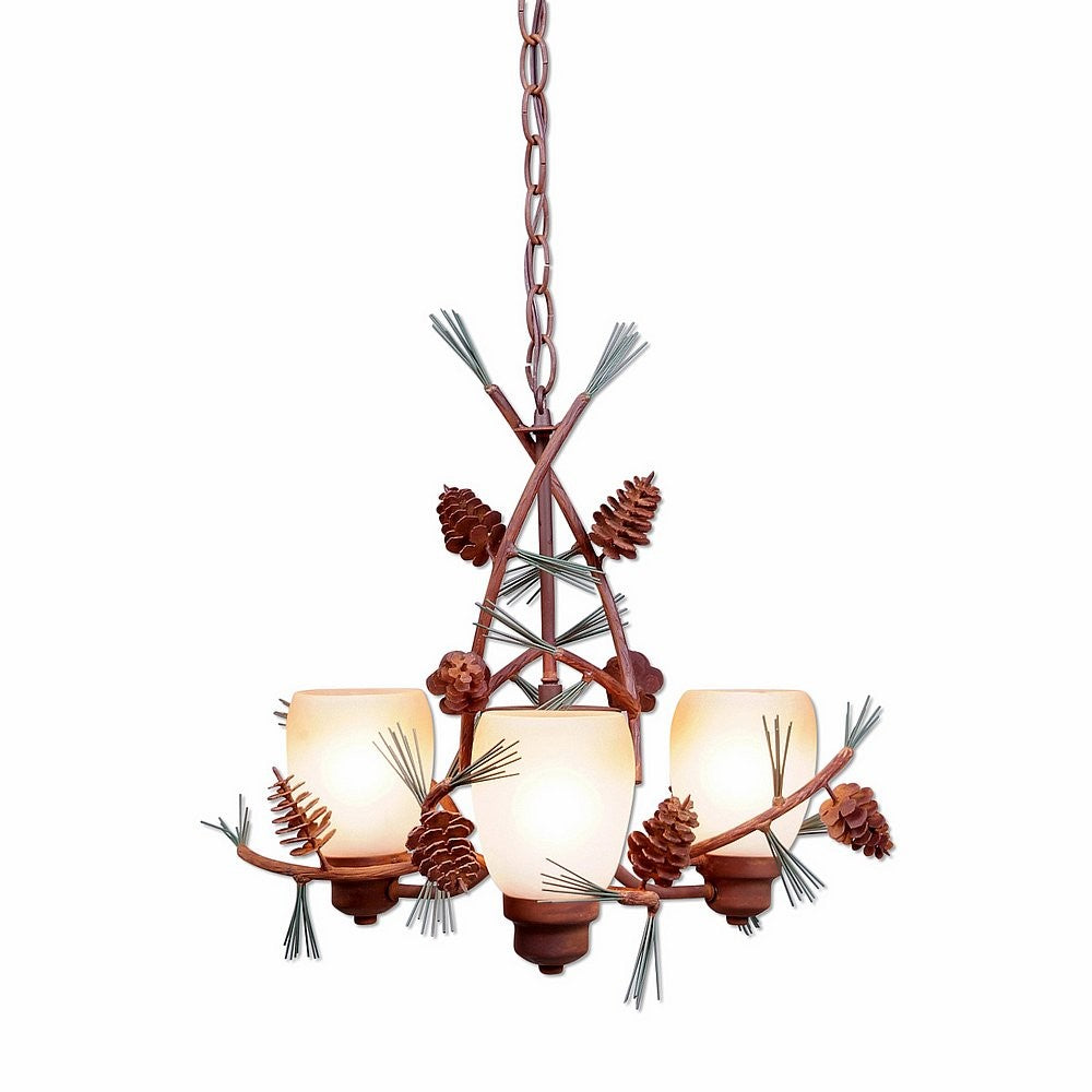Avalanche Ranch Sienna-Pine Cone A40920ET-04 Chandelier Light - Pine Tree Green-Rust Patina