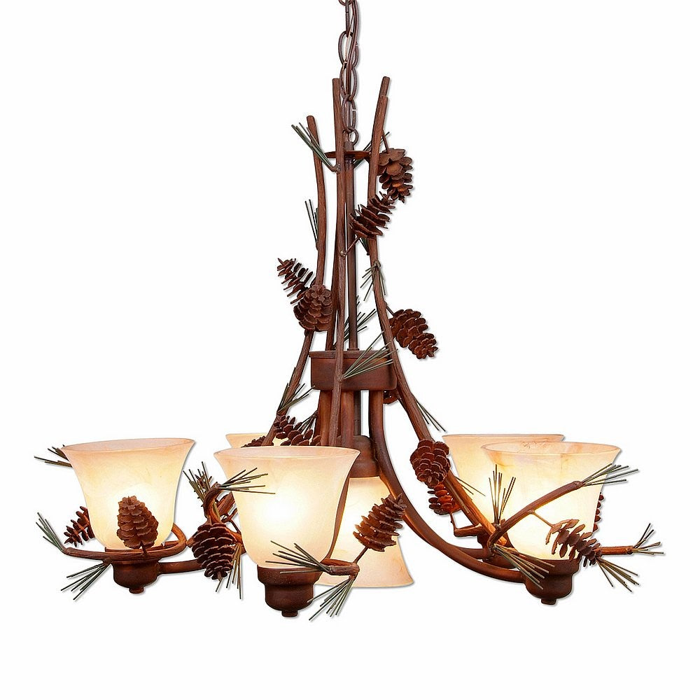Avalanche Ranch Sienna-Pine Cone A41020AS-04 Chandelier Light - Pine Tree Green-Rust Patina