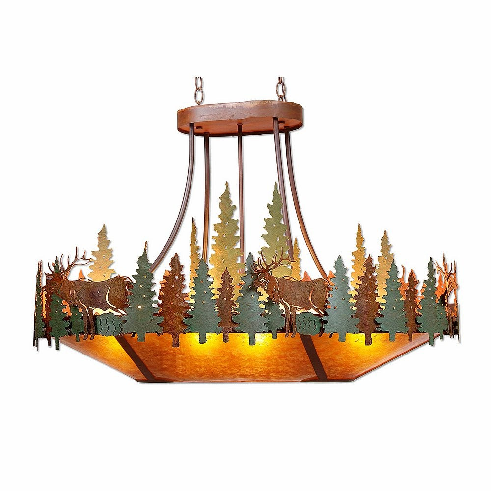 Avalanche Ranch Crestline-Elk A41234AM-HR-04 Pendant Light - Pine Tree Green-Rust Patina