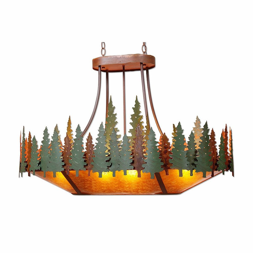 Avalanche Ranch Crestline-Pine Tree A41242AM-HR-04 Pendant Light - Pine Tree Green-Rust Patina