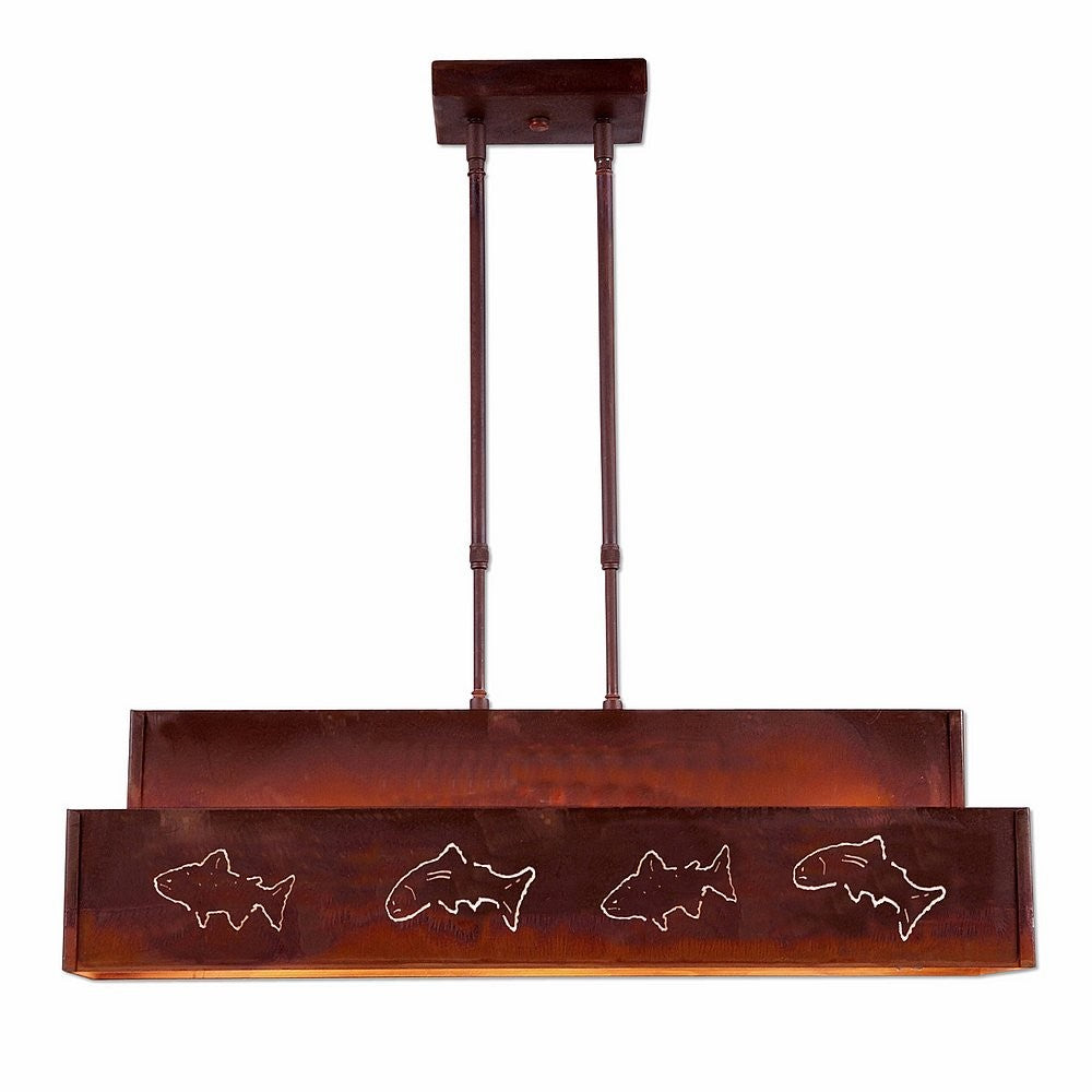 Avalanche Ranch Ridgemont-Fish Cutout A45962-02 Pendant Light - Rust Patina