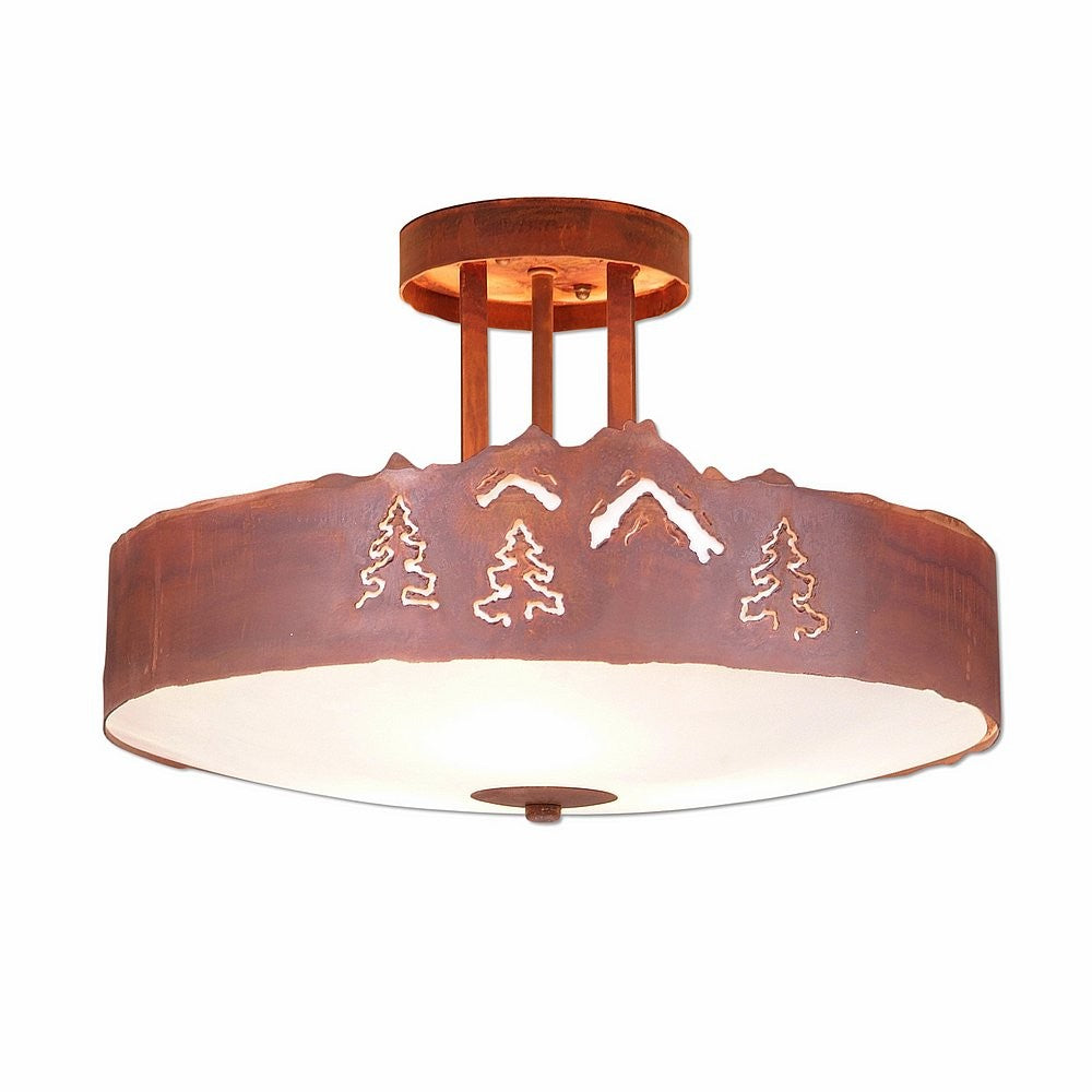 Avalanche Ranch Crestline-Mtn-Pine Cutout A48345FC-02 Ceiling Light - Rust Patina