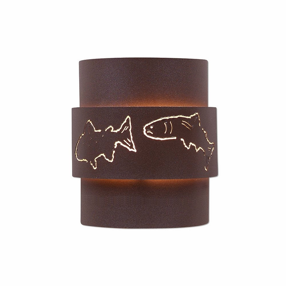 Avalanche Ranch Lighting A56162-27 Northridge-Fish Cutout One Light Wall Sconce Outdoor Bronze / Dark