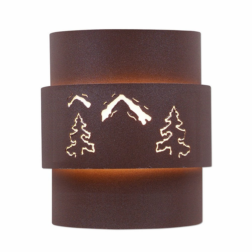 Avalanche Ranch Lighting A56245-27 Northridge-Mtn-Pine Cutout Two Light Wall Sconce Outdoor Bronze / Dark