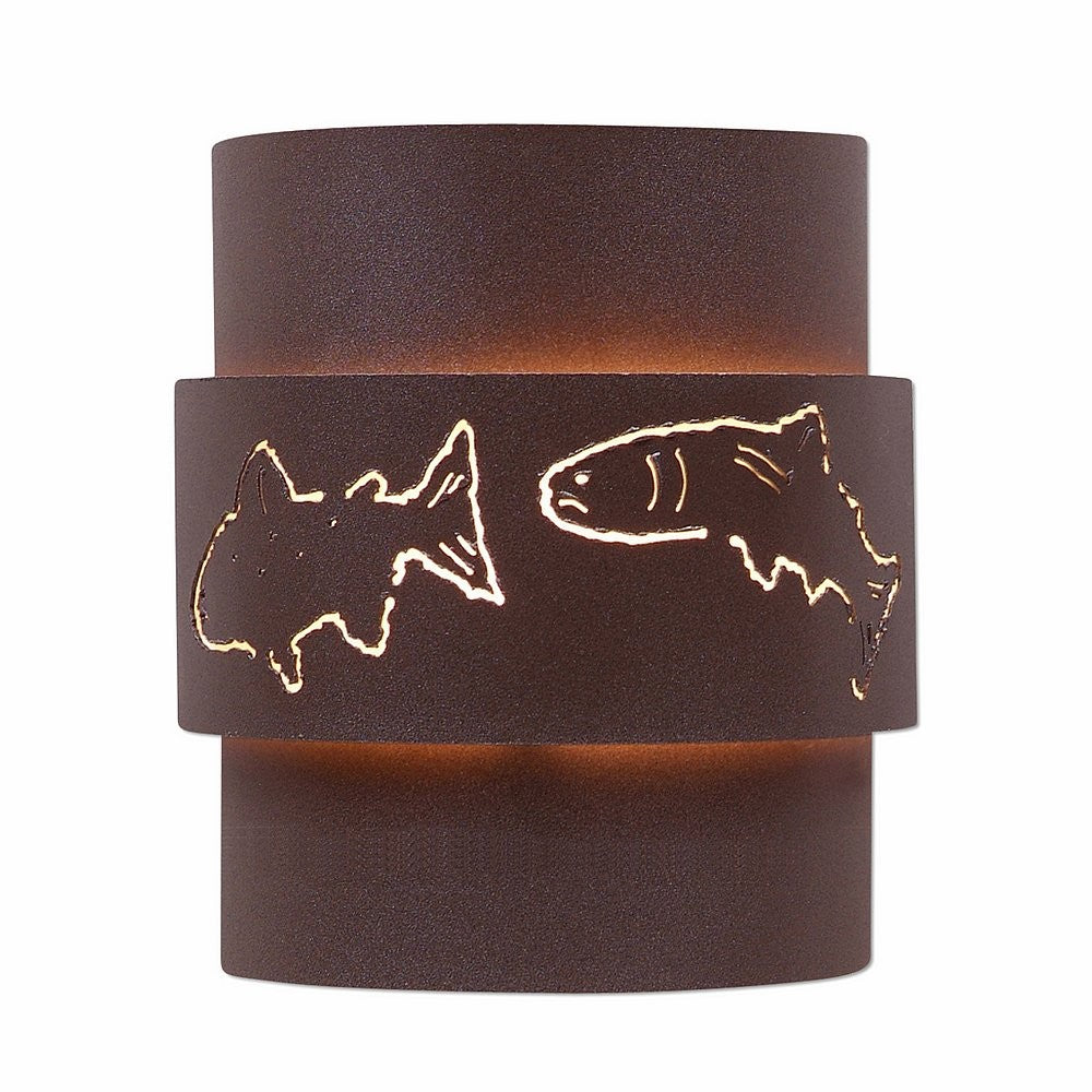 Avalanche Ranch Lighting A56262-27 Northridge-Fish Cutout Two Light Wall Sconce Outdoor Bronze / Dark