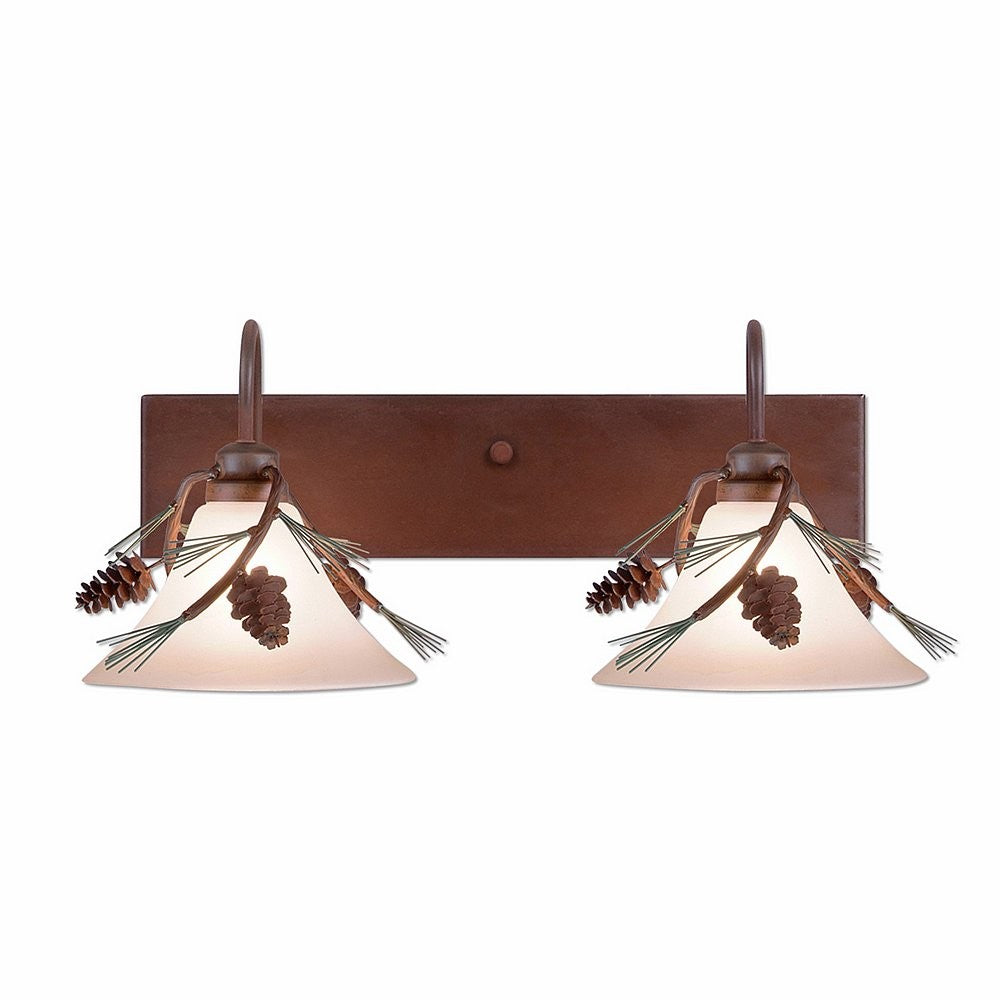Avalanche Ranch Cedarwood-Pine Cone H34220CT-04 Bath Vanity Light 24 in. wide - Pine Tree Green-Rust Patina