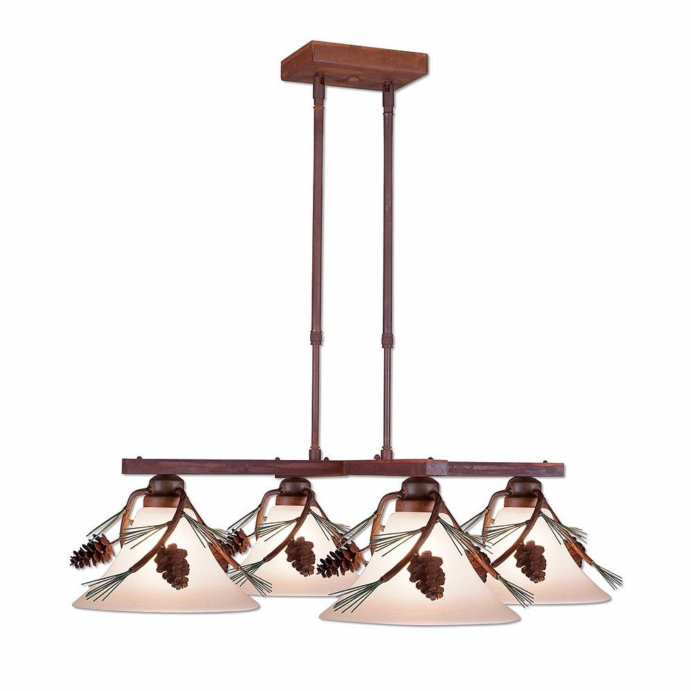 Avalanche Ranch Cedarwood-Pine Cone H43420CT-04 Chandelier Light - Pine Tree Green-Rust Patina