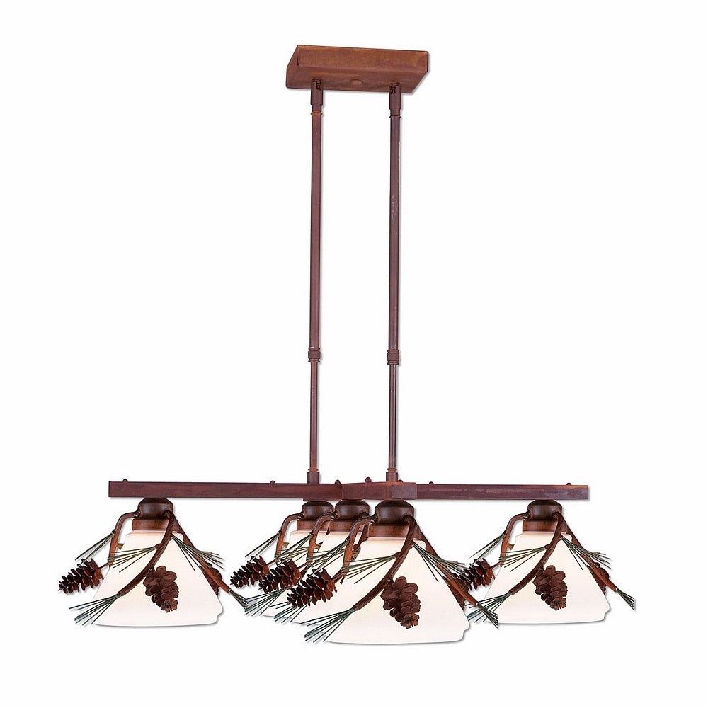 Avalanche Ranch Cedarwood-Pine Cone H43520CW-04 Chandelier Light - Pine Tree Green-Rust Patina
