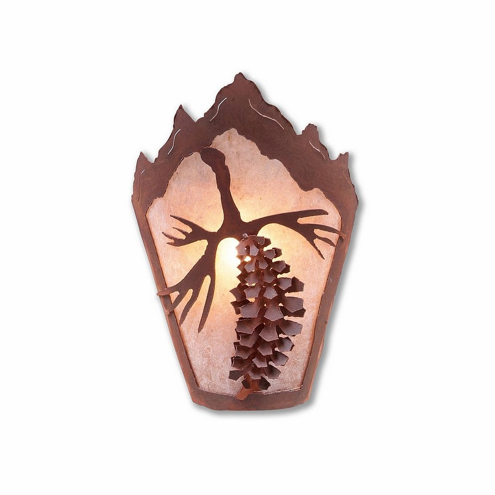 Avalanche Ranch Teton-Spruce Cone M15240AL-02 Wall Light - Rust Patina
