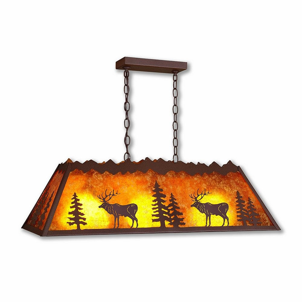 Avalanche Ranch Rocky Mtn-Valley Elk M45423AM-27 Pendant Light - Rustic Brown