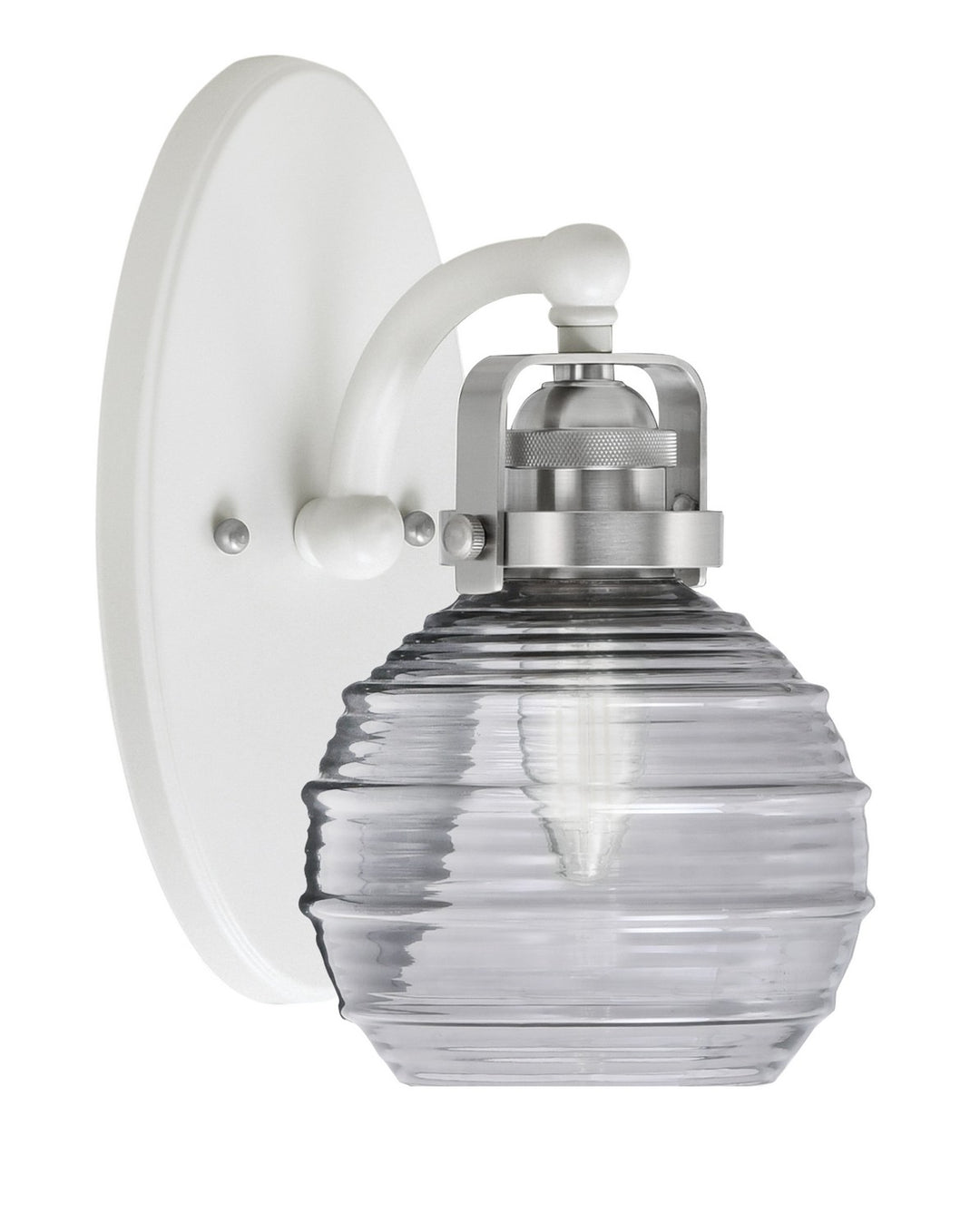 Toltec Easton 1931-WHBN-5112 Wall Sconce Light - White & Brushed Nickel