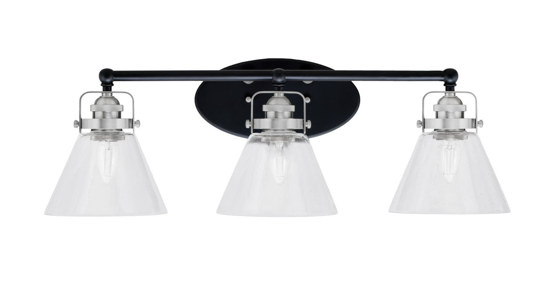 Toltec Easton 1933-MBBN-302 Bath Vanity Light 27 in. wide - Matte Black & Brushed Nickel