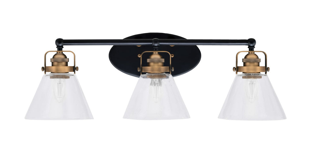 Toltec Easton 1933-MBBR-302 Bath Vanity Light 27 in. wide - Matte Black & Brass