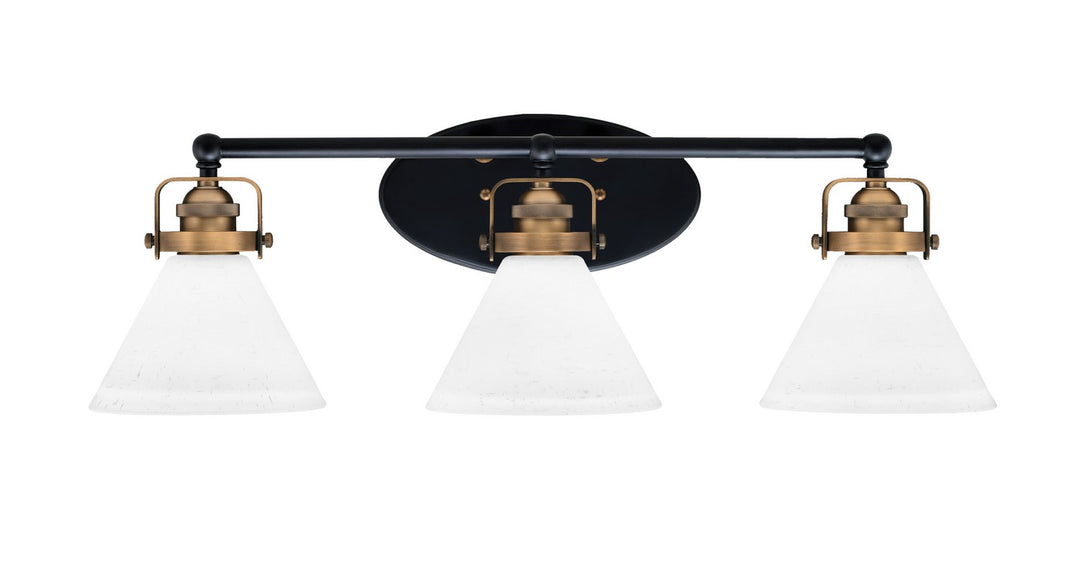 Toltec Easton 1933-MBBR-312 Bath Vanity Light 27 in. wide - Matte Black & Brass
