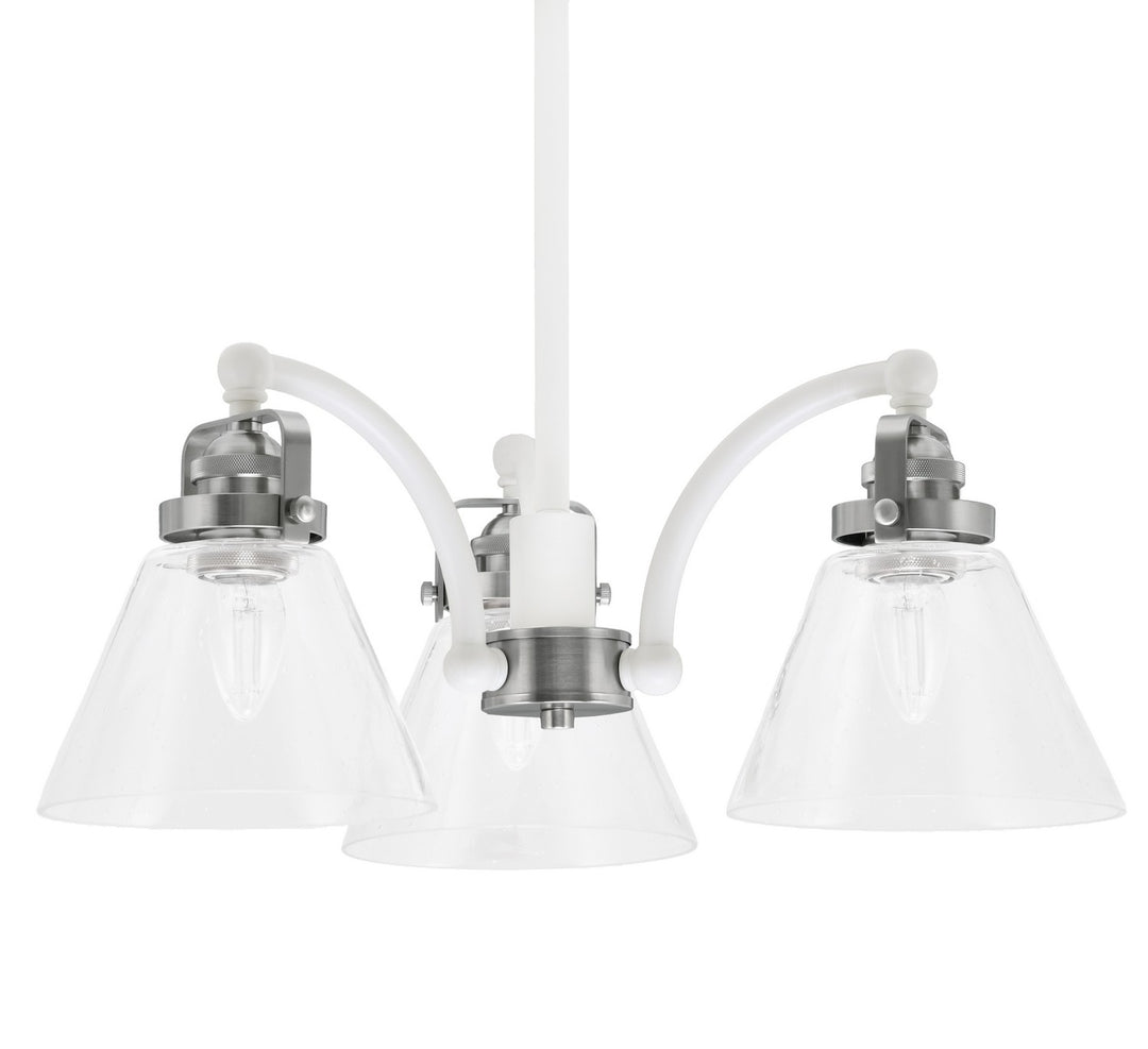 Toltec Easton 1943-WHBN-302 Chandelier Light - White & Brushed Nickel