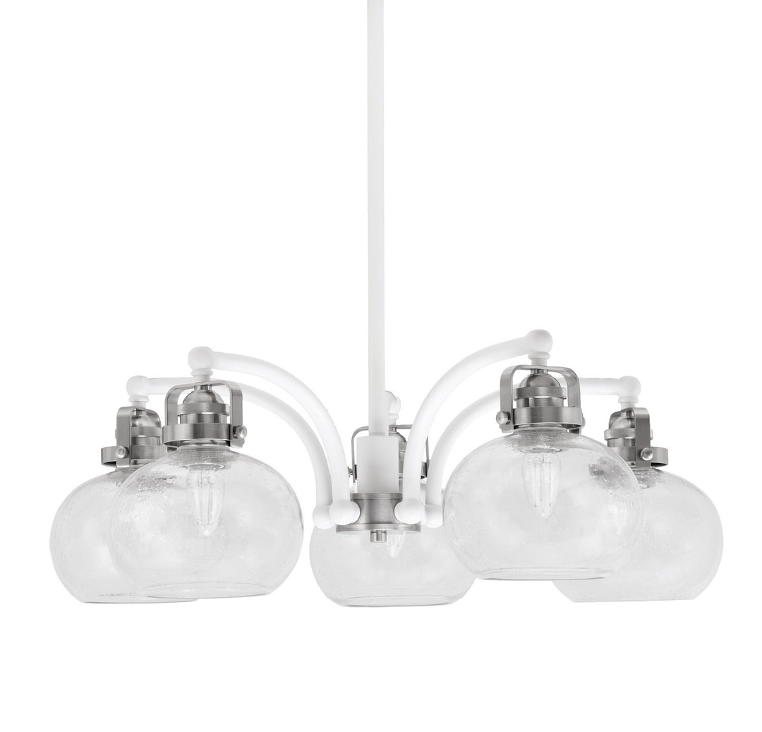 Toltec Easton 1945-WHBN-202 Chandelier Light - White & Brushed Nickel