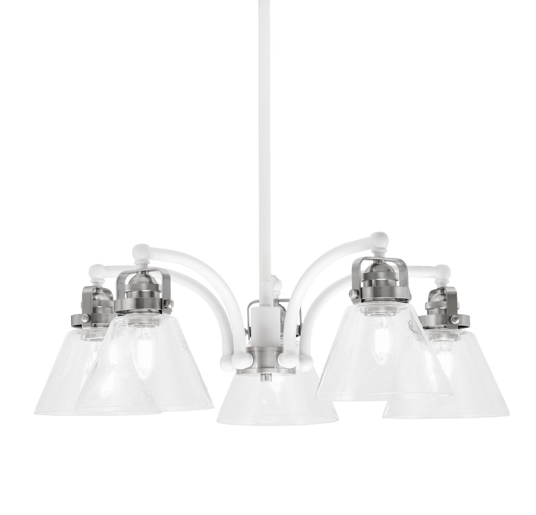 Toltec Easton 1945-WHBN-302 Chandelier Light - White & Brushed Nickel