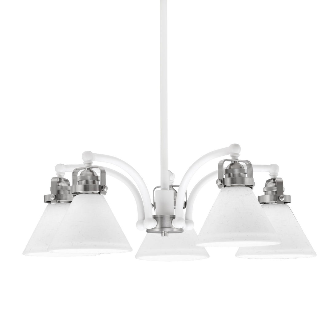 Toltec Easton 1945-WHBN-312 Chandelier Light - White & Brushed Nickel