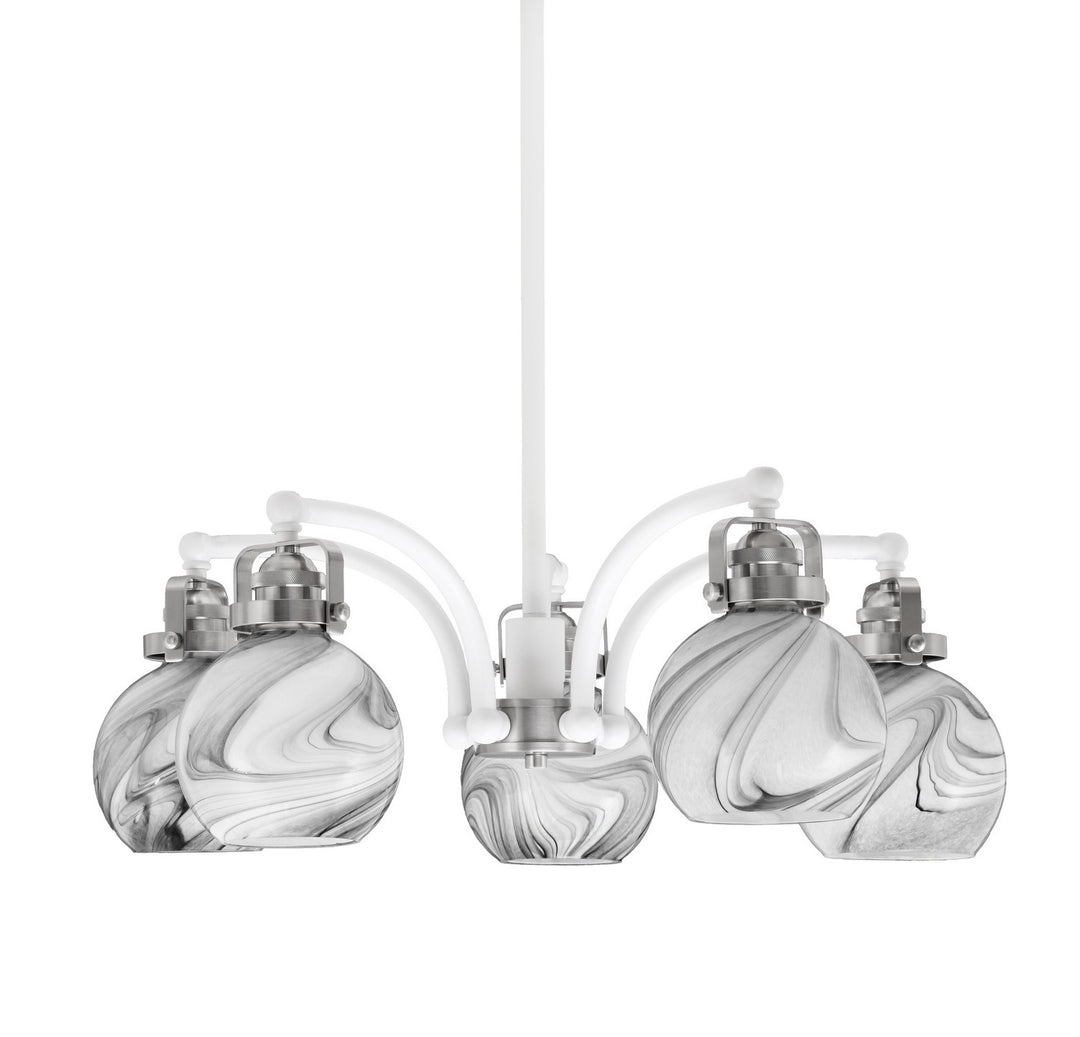 Toltec Easton 1945-WHBN-4109 Chandelier Light - White & Brushed Nickel