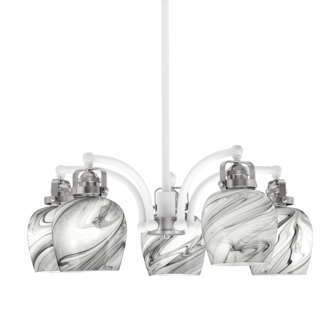Toltec Easton 1945-WHBN-4819 Chandelier Light - White & Brushed Nickel