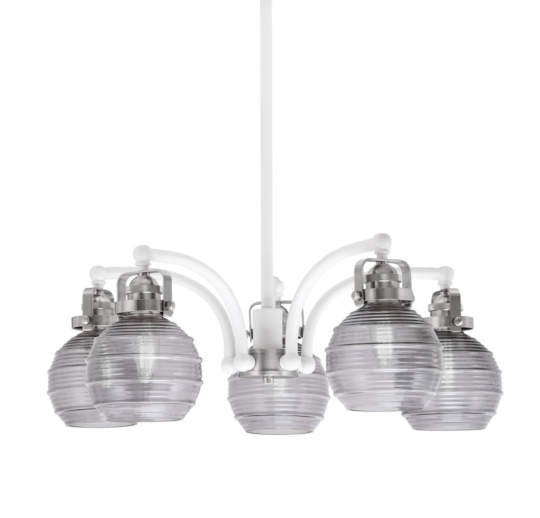 Toltec Easton 1945-WHBN-5112 Chandelier Light - White & Brushed Nickel