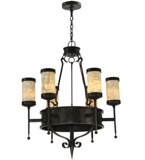 Meyda Tiffany Lorenzo 135392 Chandelier Light - Gilded Tobacco Jade Stone Shades