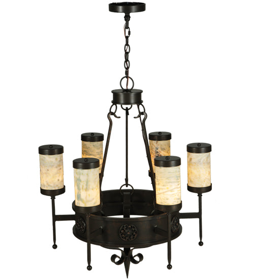 Meyda Tiffany Lorenzo 135392 Chandelier Light - Gilded Tobacco Jade Stone Shades