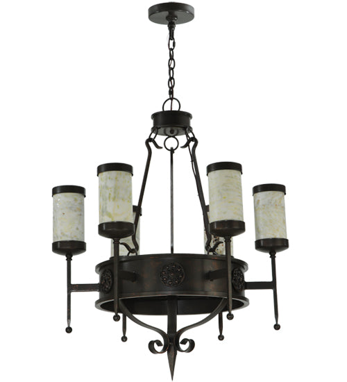 Meyda Tiffany Lorenzo 135392 Chandelier Light - Gilded Tobacco Jade Stone Shades