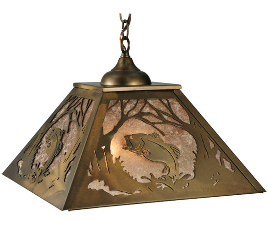 Meyda Tiffany Northwoods Leaping Bass 135709 Pendant Light - Antique Copper