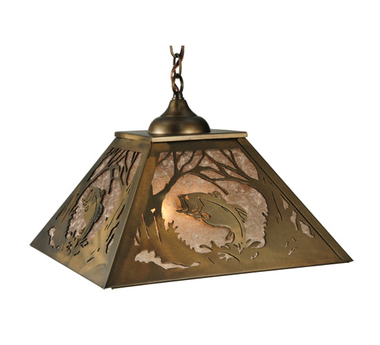Meyda Tiffany Northwoods Leaping Bass 135709 Pendant Light - Antique Copper