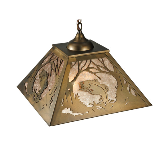 Meyda Tiffany Northwoods Leaping Bass 135709 Pendant Light - Antique Copper