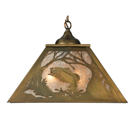 Meyda Tiffany Northwoods Leaping Bass 135709 Pendant Light - Antique Copper