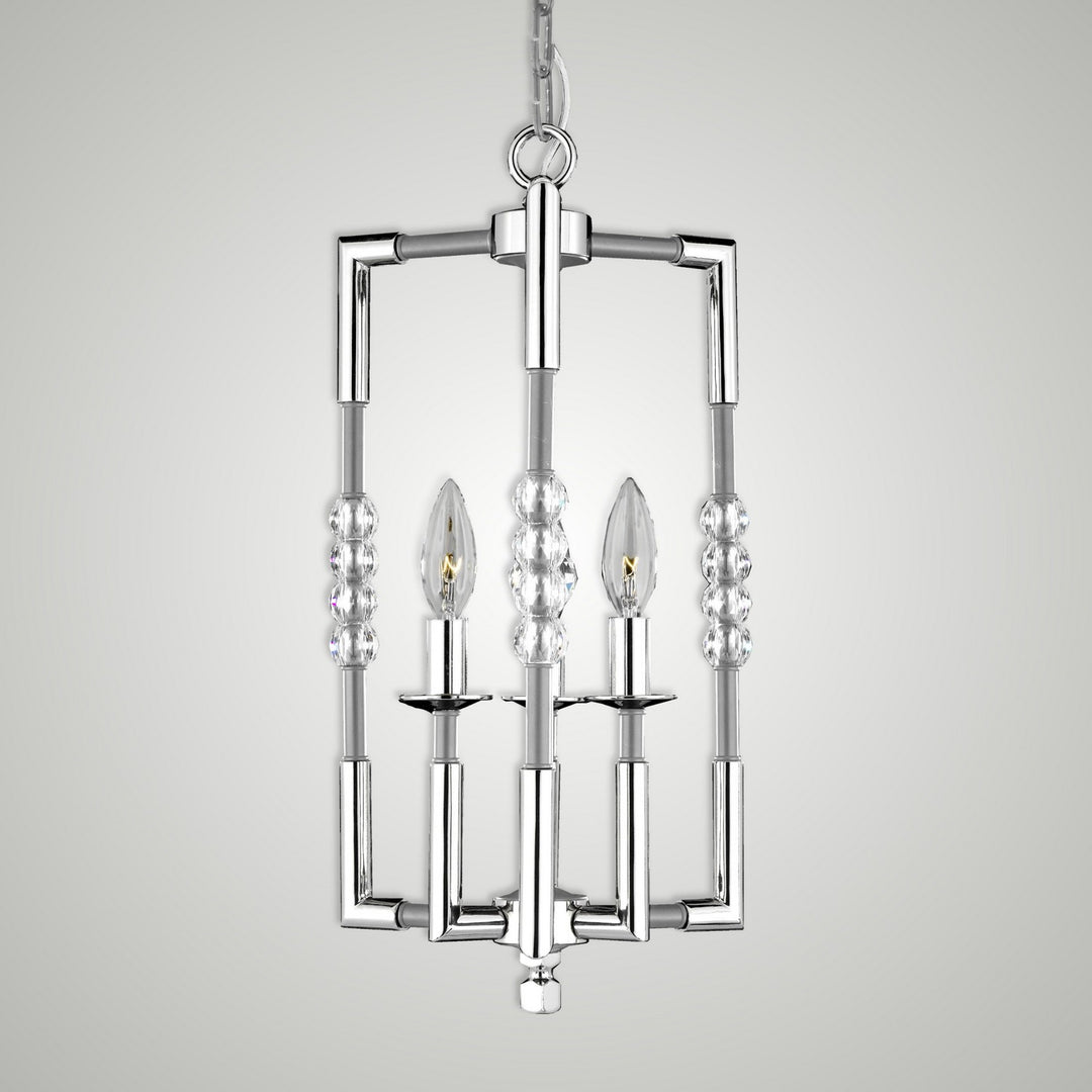 American Brass & Crystal Magro CH3501-37G-38G-ST Pendant Light - Pewter with Polished Nickel