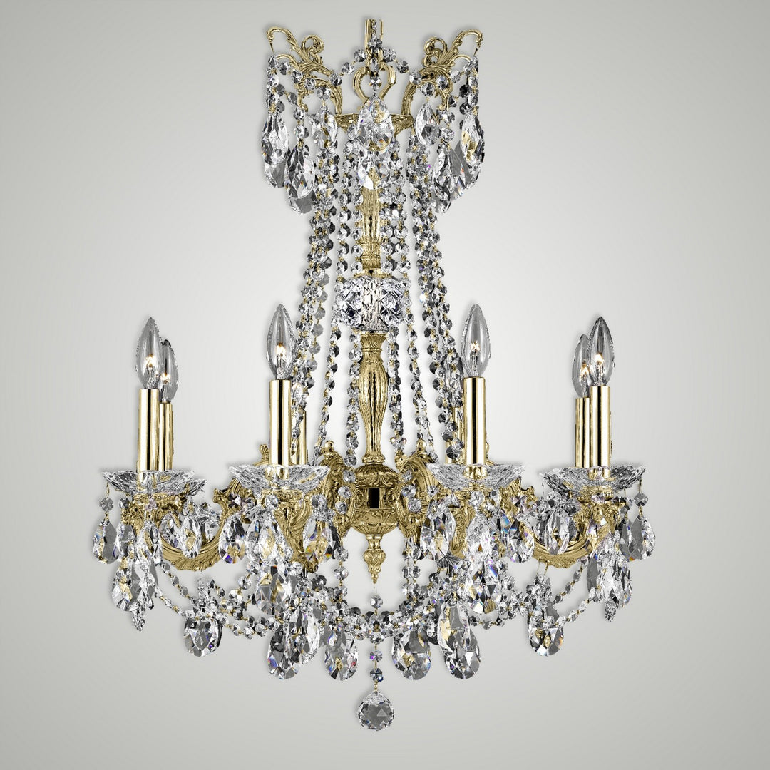 American Brass & Crystal Crystella CH9283-O-12G-ST Chandelier Light - Polished Brass with Black Inlay