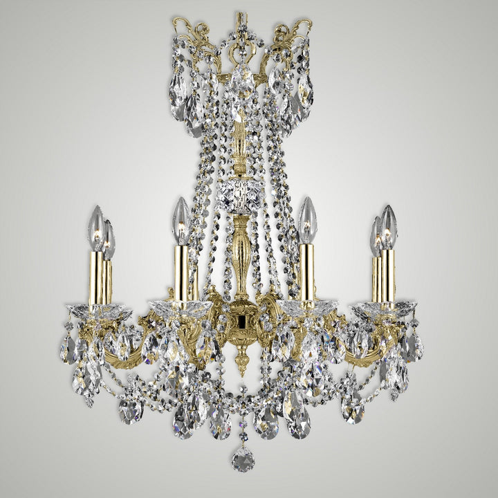 American Brass & Crystal Crystella CH9283-O-12G-ST Chandelier Light - Polished Brass with Black Inlay