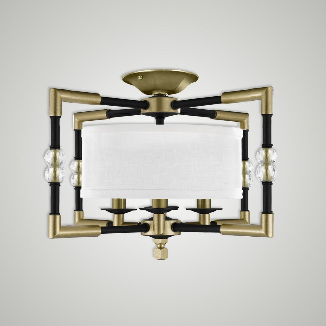 American Brass & Crystal Magro FM3702-35S-36G-ST-HL Ceiling Light - Old Bronze (Black) with Old Brass