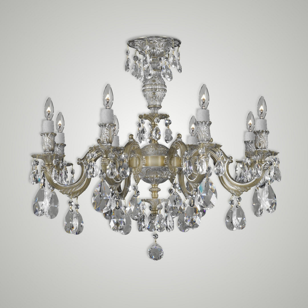 American Brass & Crystal Marlena FM9744-O-04G-PI Chandelier Light - Antique White Glossy