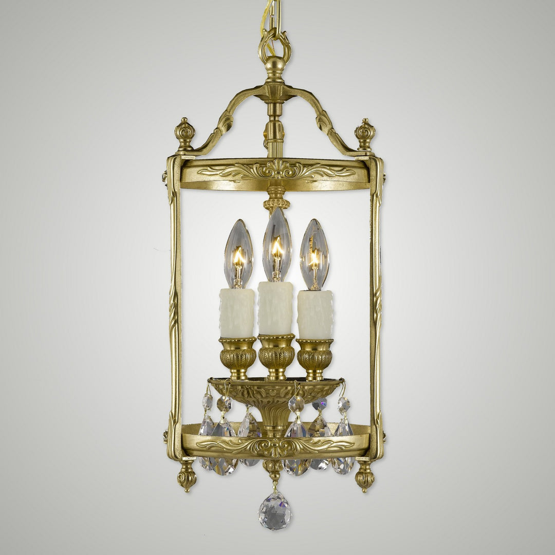 American Brass & Crystal Lantern LT2208-O-16G-PI Pendant Light - True Brass