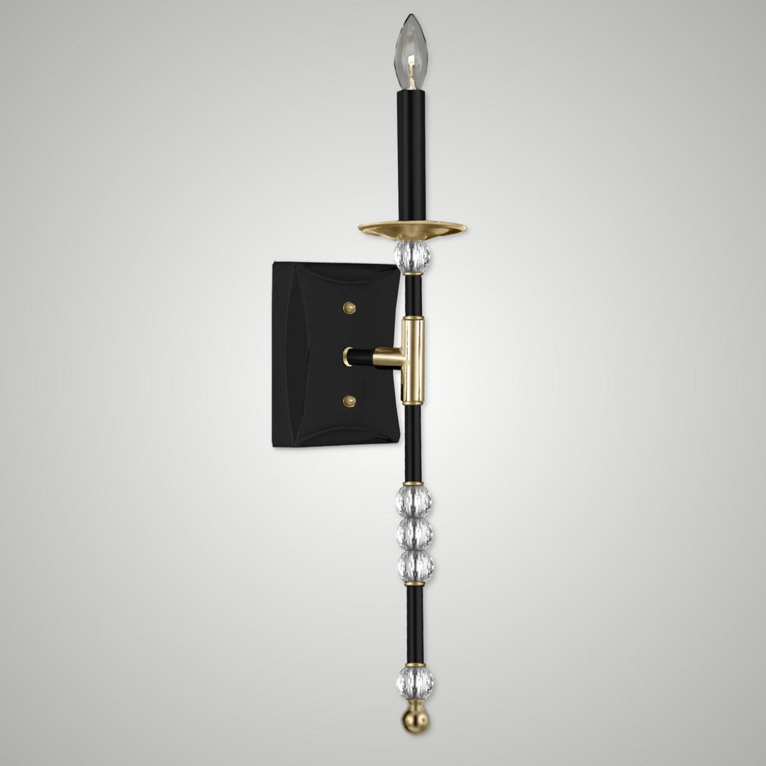 American Brass & Crystal Magro WS3266-35S-36G-ST Wall Sconce Light - Old Bronze (Black) with Old Brass