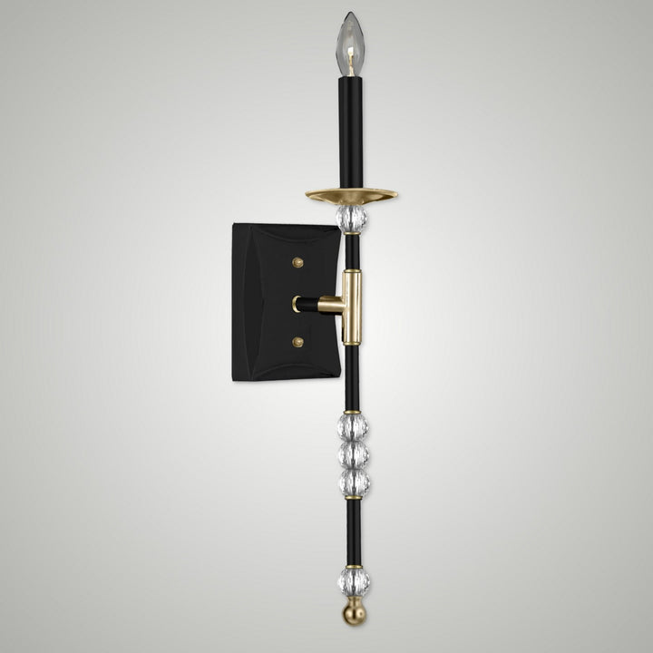 American Brass & Crystal Magro WS3266-35S-36G-ST Wall Sconce Light - Old Bronze (Black) with Old Brass