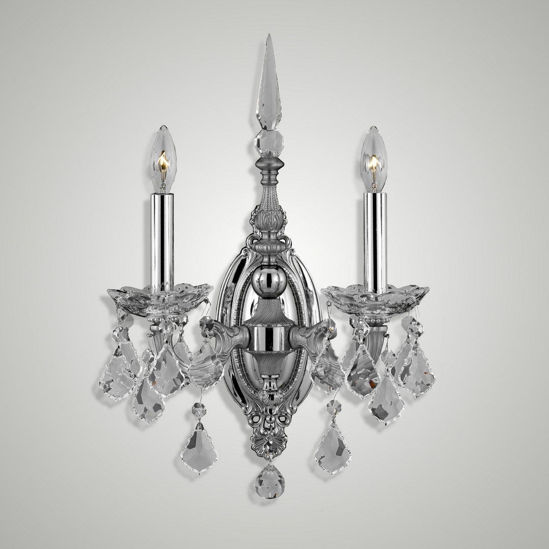 American Brass & Crystal Venetian WS9392-A-08G-ST Wall Sconce Light - Silver