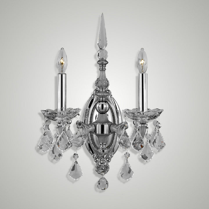 American Brass & Crystal Venetian WS9392-A-08G-ST Wall Sconce Light - Silver