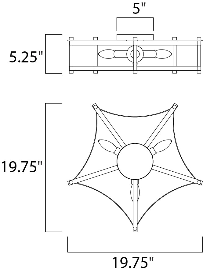 Maxim Wellington 13590OIAB Ceiling Light - Oil Rubbed Bronze / Antique Brass