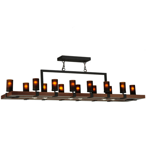 Meyda Tiffany Grand Terrace 135930 Pendant Light - Natural Wood, Wrought Iron