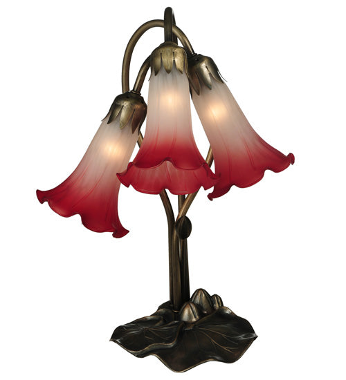 Meyda Tiffany Lighting 13593 Pink/White Three Light Accent Lamp Lamp Bronze / Dark