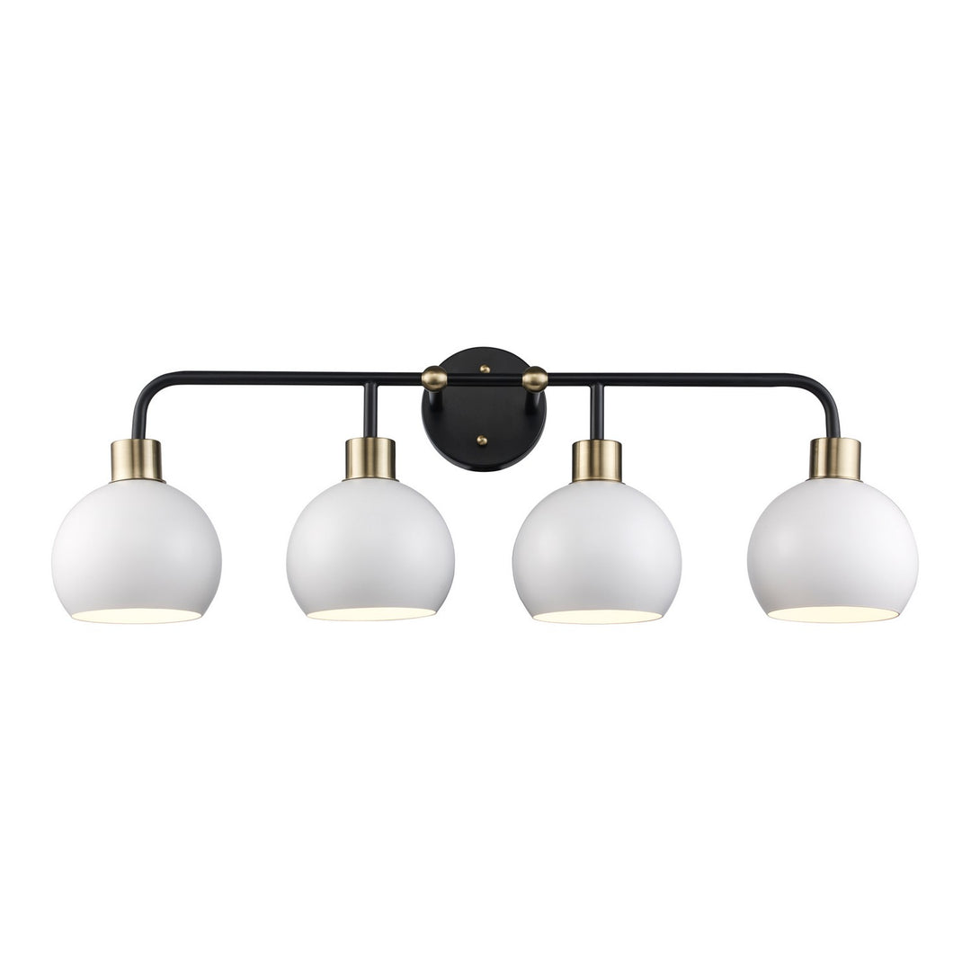 Trans Globe Imports Indigo 22534 BKAG-WH Bath Vanity Light 30 in. wide - Black/Antique Gold White