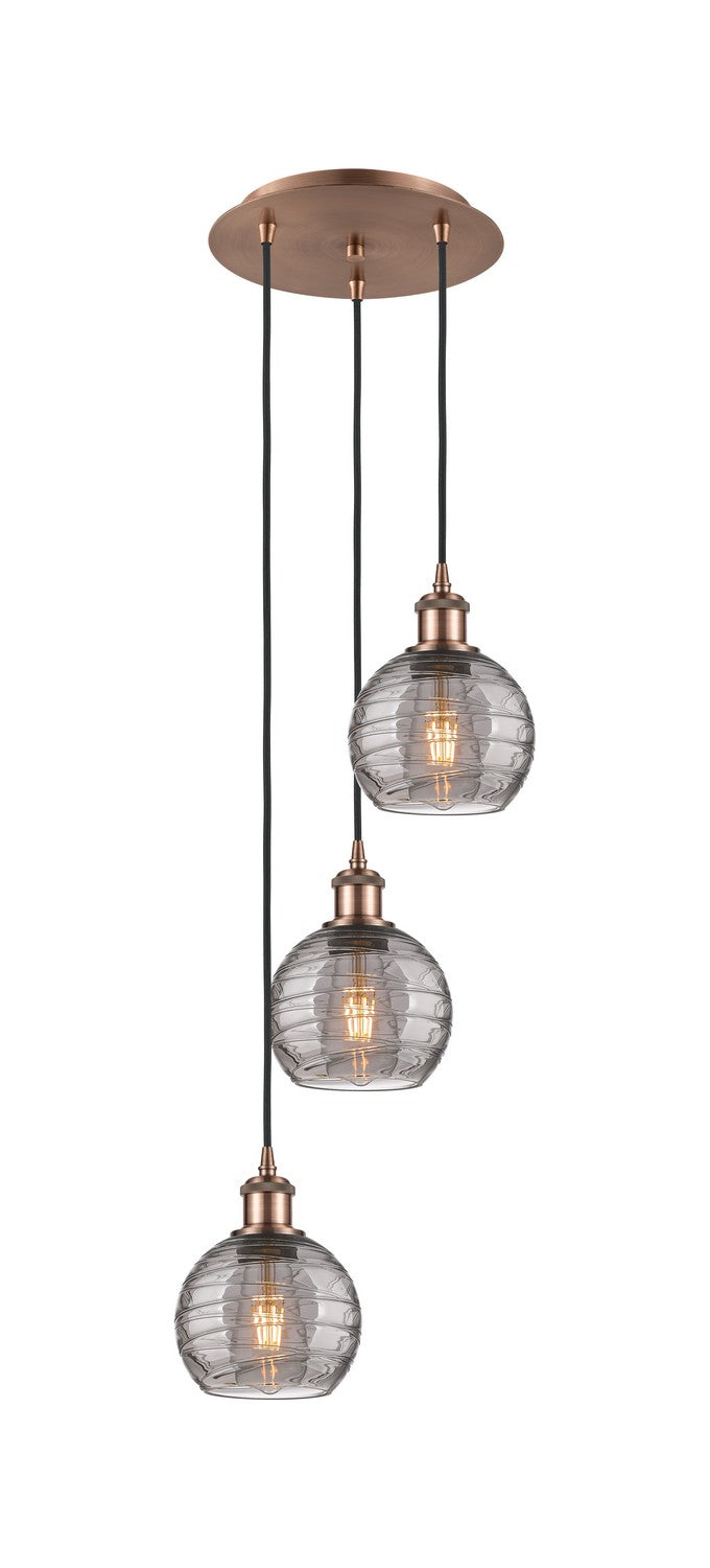 Innovations Ballston 113B-3P-AC-G1213-6SM Pendant Light - Antique Copper