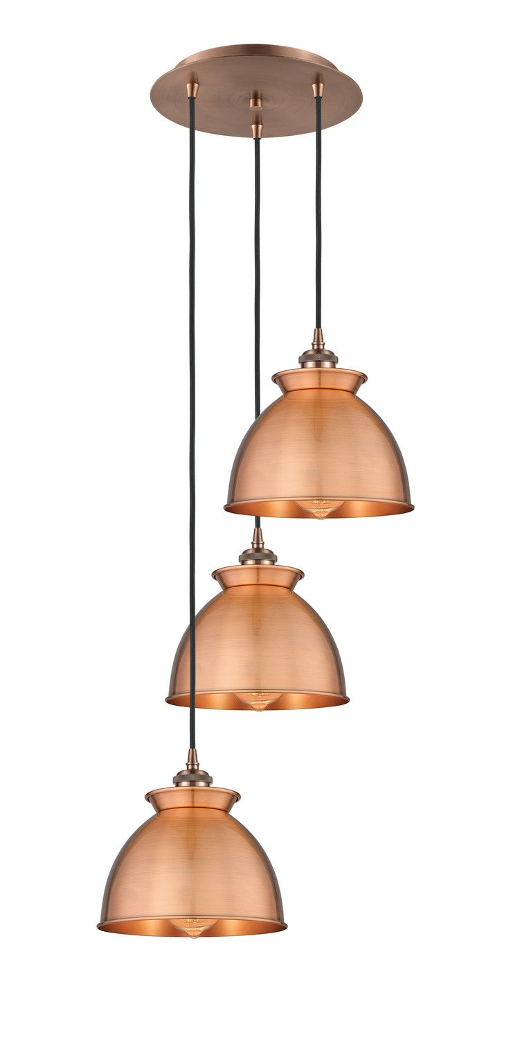 Innovations Downtown Urban 113B-3P-AC-M14-AC Pendant Light - Antique Copper